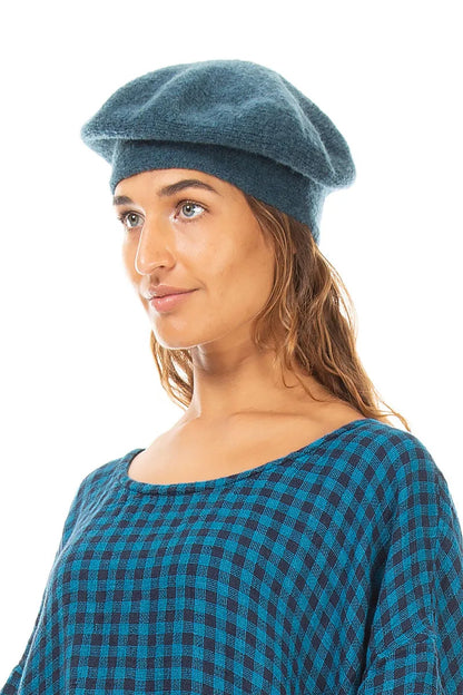 Teal Knitted Wool Beret