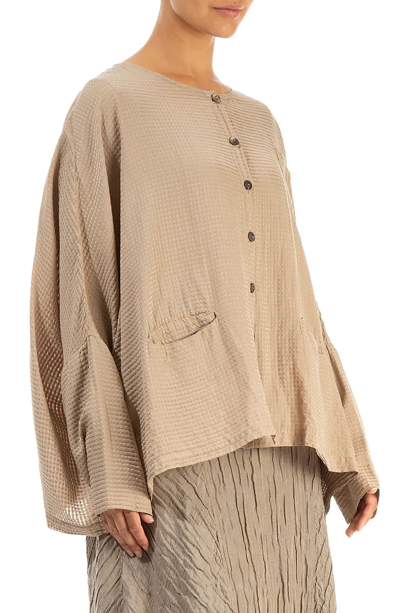 Textured Mocha Silk Cotton Jacket