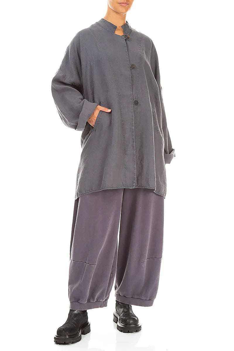 Three Button Grey Linen Jacket
