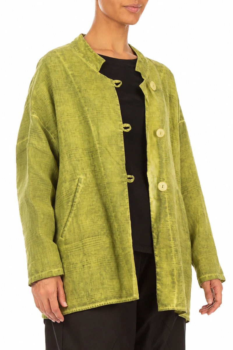 Three Button Washed Out Lime Linen Jacket