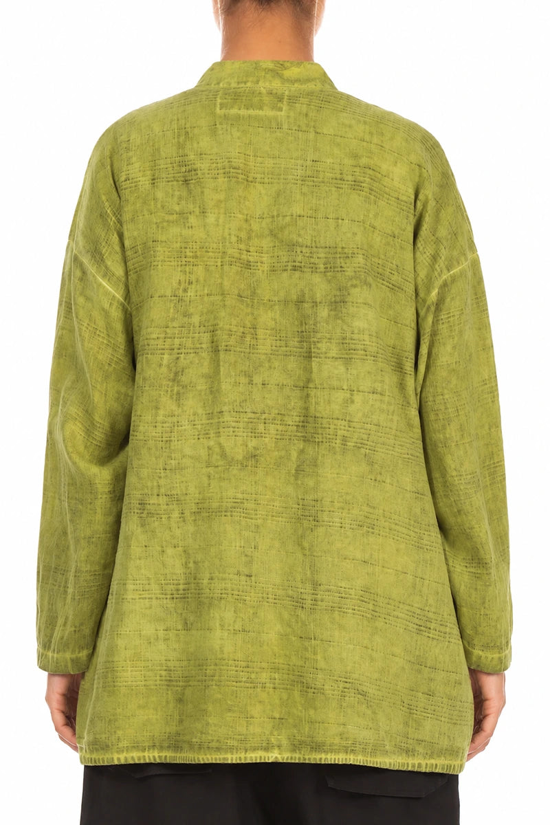 Three Button Washed Out Lime Linen Jacket