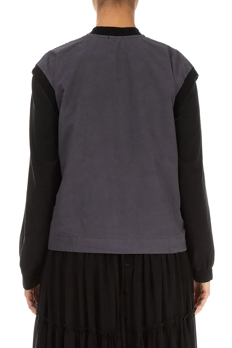 Gilet en coton noir et argent à trois poches