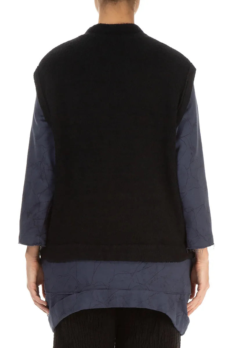 Three Pockets Black Wool Gilet 2