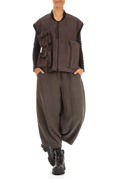 Gilet en coton marron forêt à trois poches