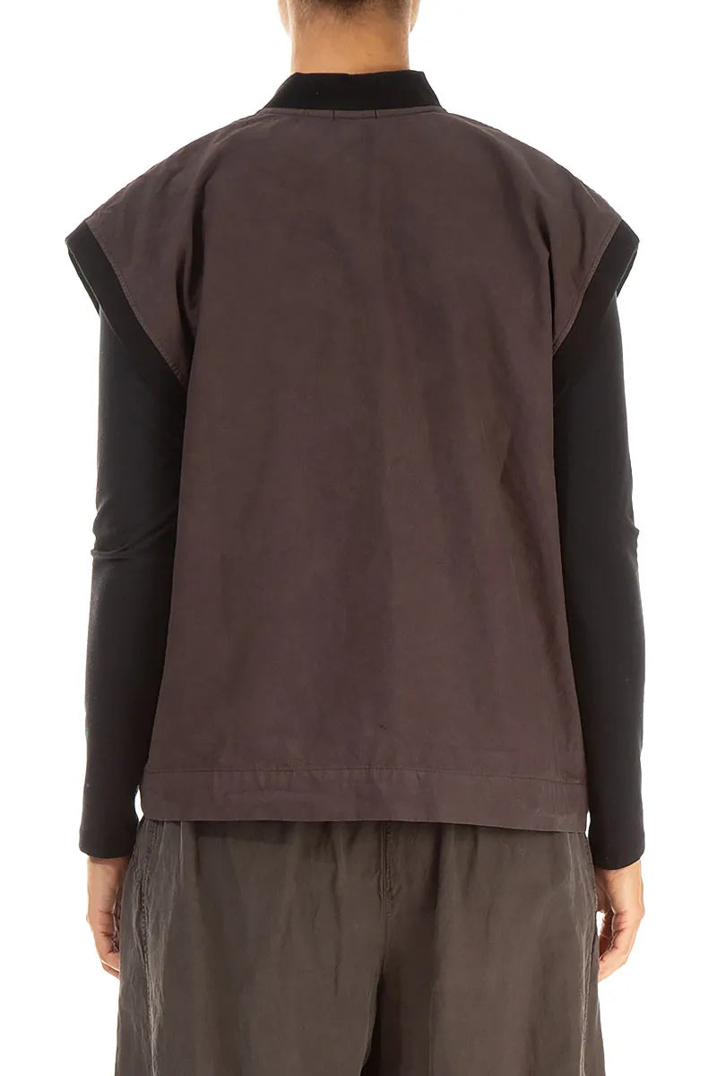 Gilet en coton marron forêt à trois poches