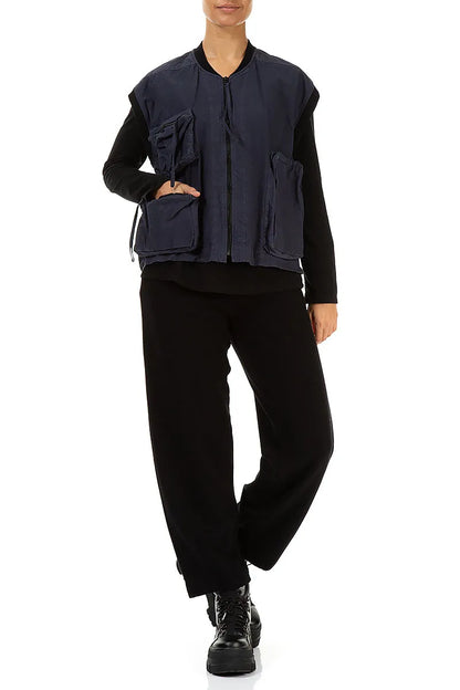 Gilet en coton bleu ardoise à trois poches