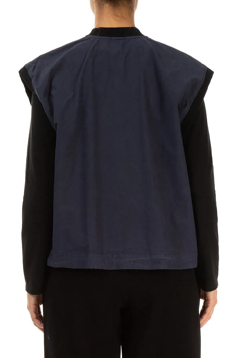 Gilet en coton bleu ardoise à trois poches