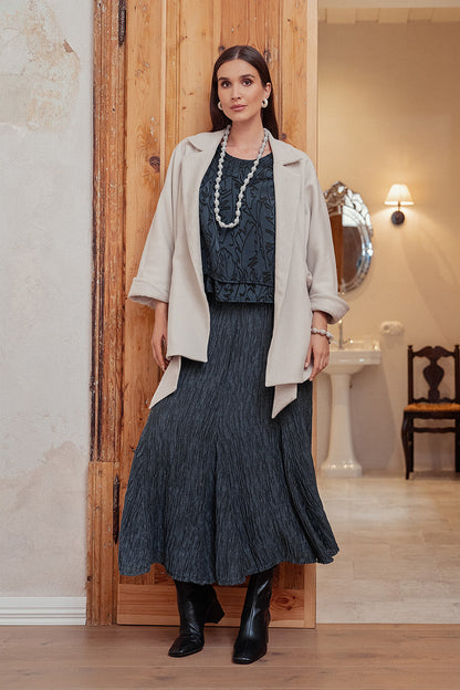Tie Detail Cream Wool Coat