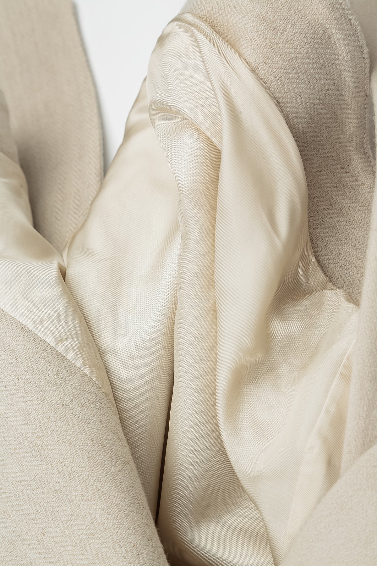 Tie Detail Cream Wool Coat