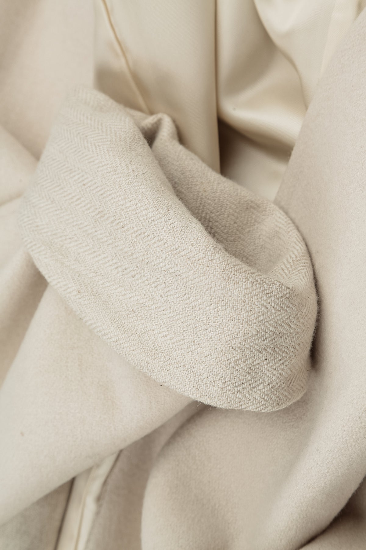 Tie Detail Cream Wool Coat