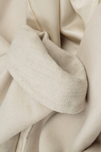 Tie Detail Cream Wool Coat