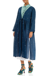 Tie Front Navy Embroidered Petals Cotton Jacket 5