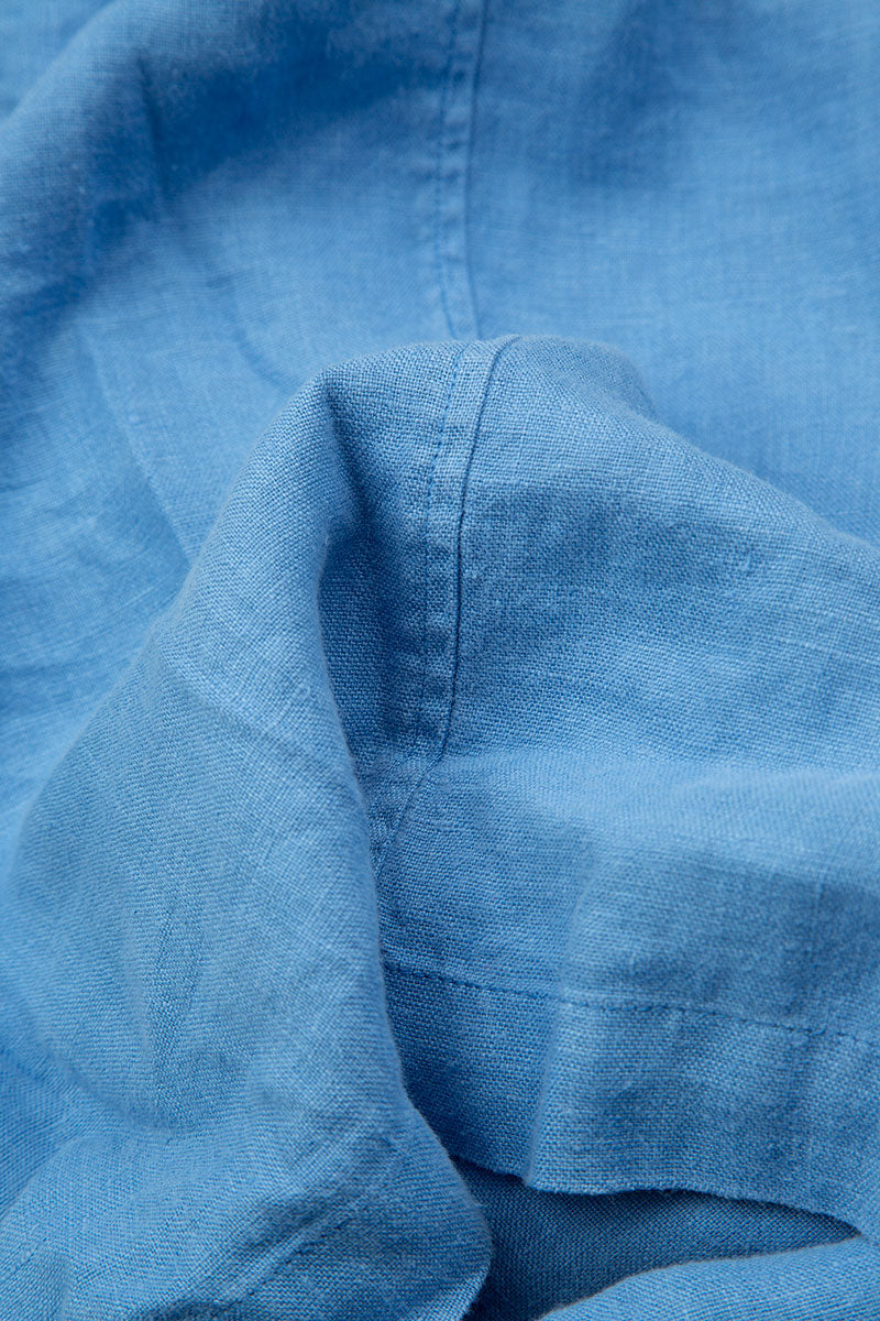Tie Strap Tiered Cornflower Linen Dress 5