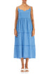 Tie Strap Tiered Cornflower Linen Dress 1