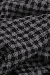 Tie Up Grey Check Linen Trousers 5