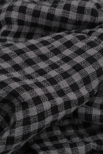 Tie Up Grey Check Linen Trousers 5