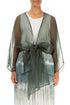 Tie Up Sage Silk Chiffon Jacket 1