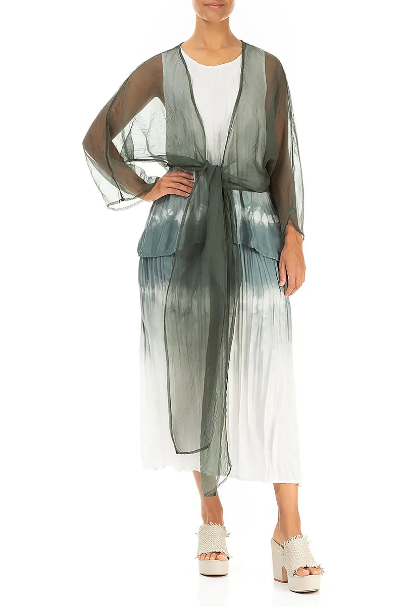 Tie Up Sage Silk Chiffon Jacket 4