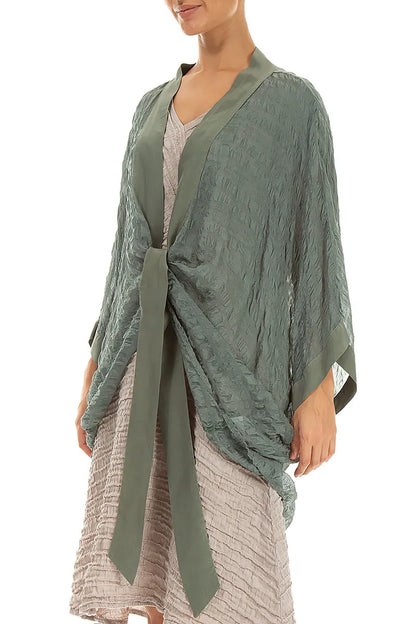Tie Up Sage Textured Silk Jacket 4