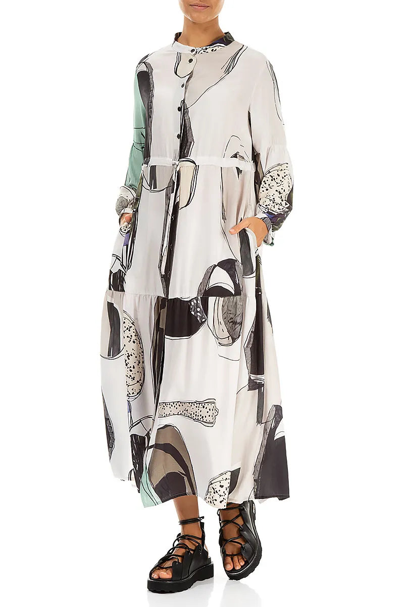 Tie Up Tumbled Stone Silk Bamboo Dress 3