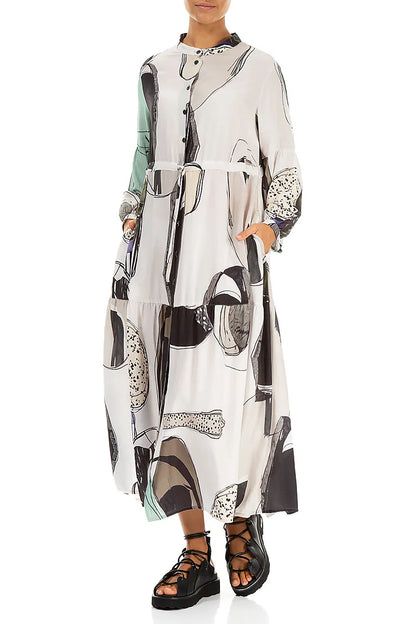 Tie Up Tumbled Stone Silk Bamboo Dress 3