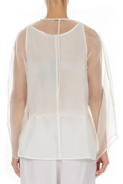 Tie Up White Silk Chiffon Jacket 2