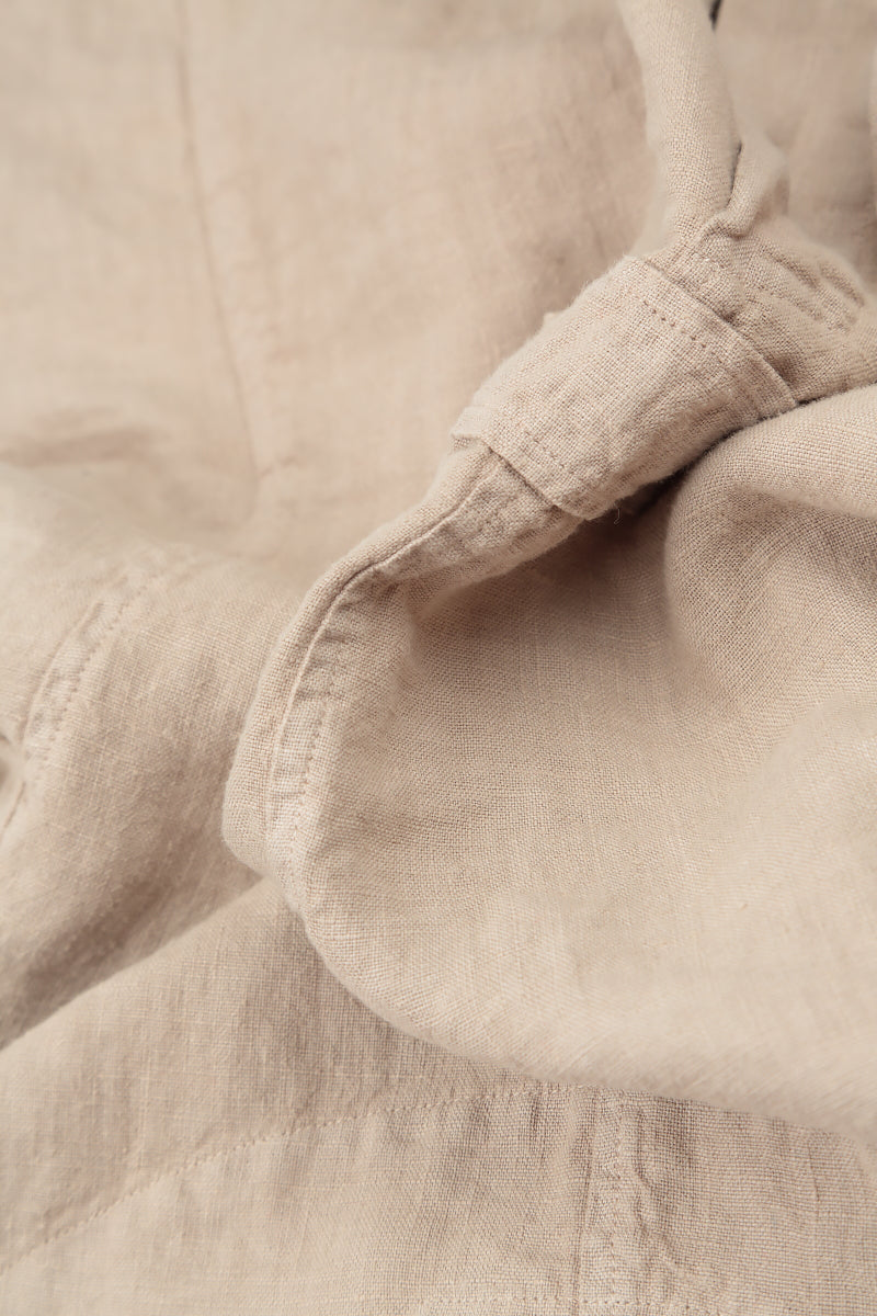 V-Neck Beige Linen Blouse