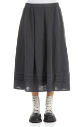 Tiered Hem Graphite Linen Skirt 1