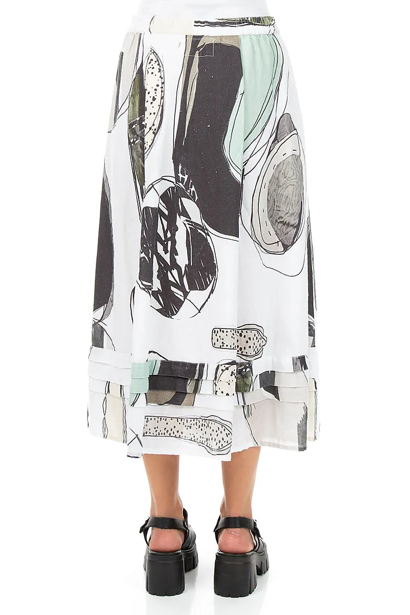 Tiered Hem Tumbled Stone Linen Skirt 2