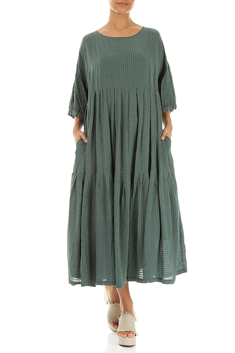 Robe en soie texturée superposée Sage