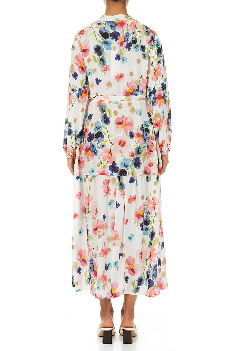 Tiered Tie Up Primrose Silk Bamboo Dress 2