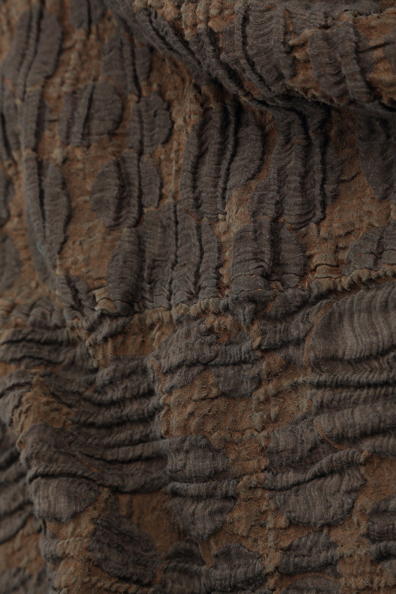 Truffle Brown Circle Silk Linen Shift Dress