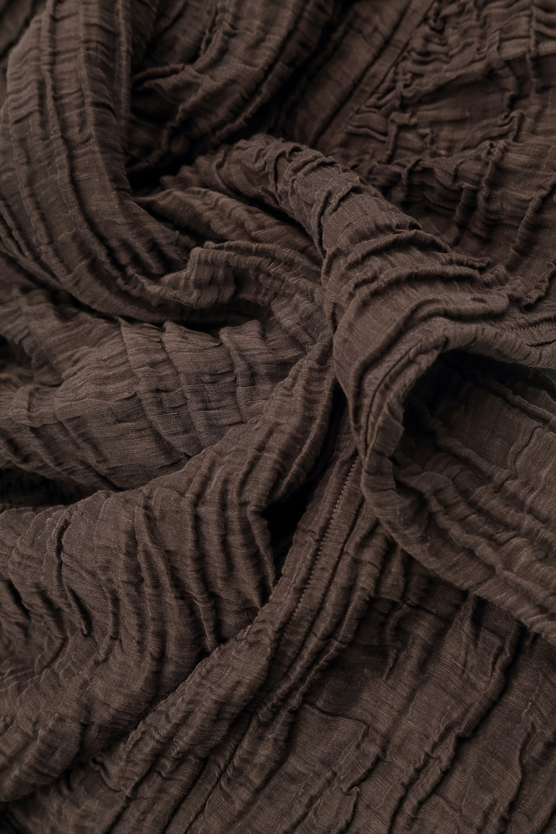 Truffle Brown Crinkled Silk Linen Scarf 4