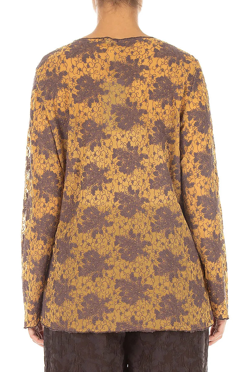 Truffle Brown Floral Cotton Lace Blouse