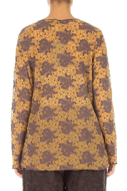 Truffle Brown Floral Cotton Lace Blouse