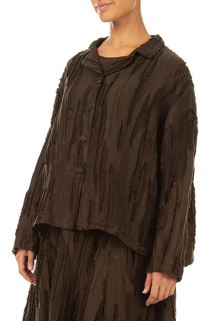 Truffle Brown Fray Weave Jacket