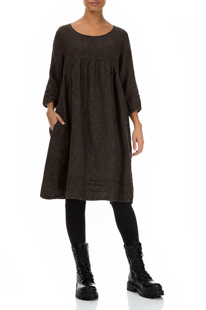 Truffle Brown Mélange Linen Smock Dress
