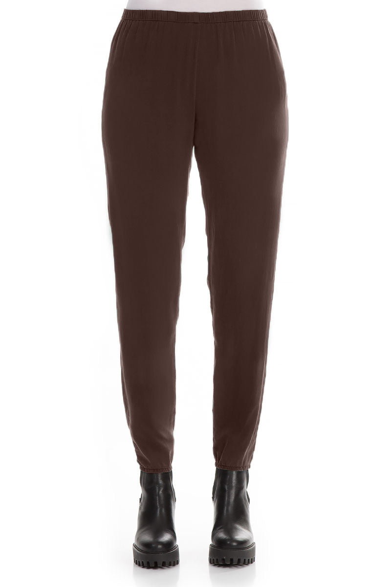 Truffle Brown Silk Leggings