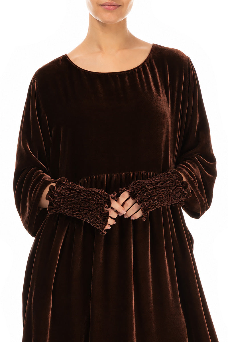 Truffle Brown Silk Velvet Wristlets