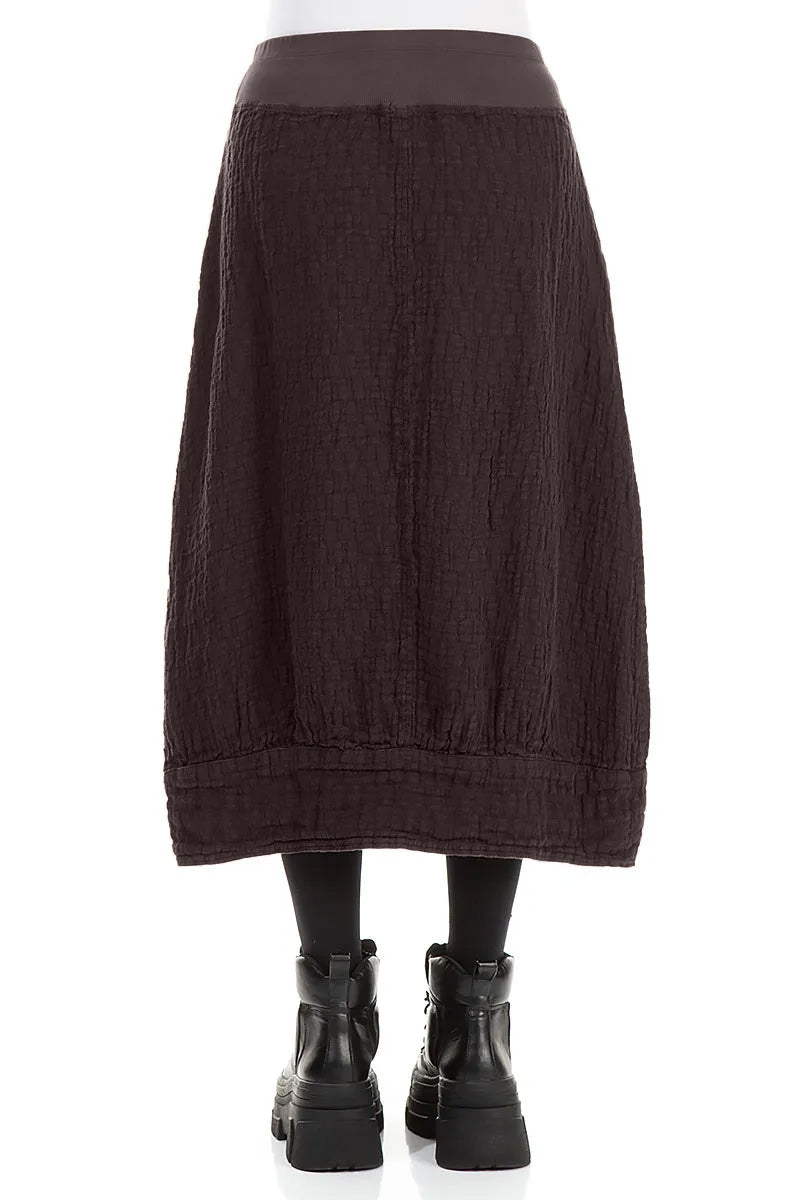 Truffle Brown Textured Linen Midi Skirt 2
