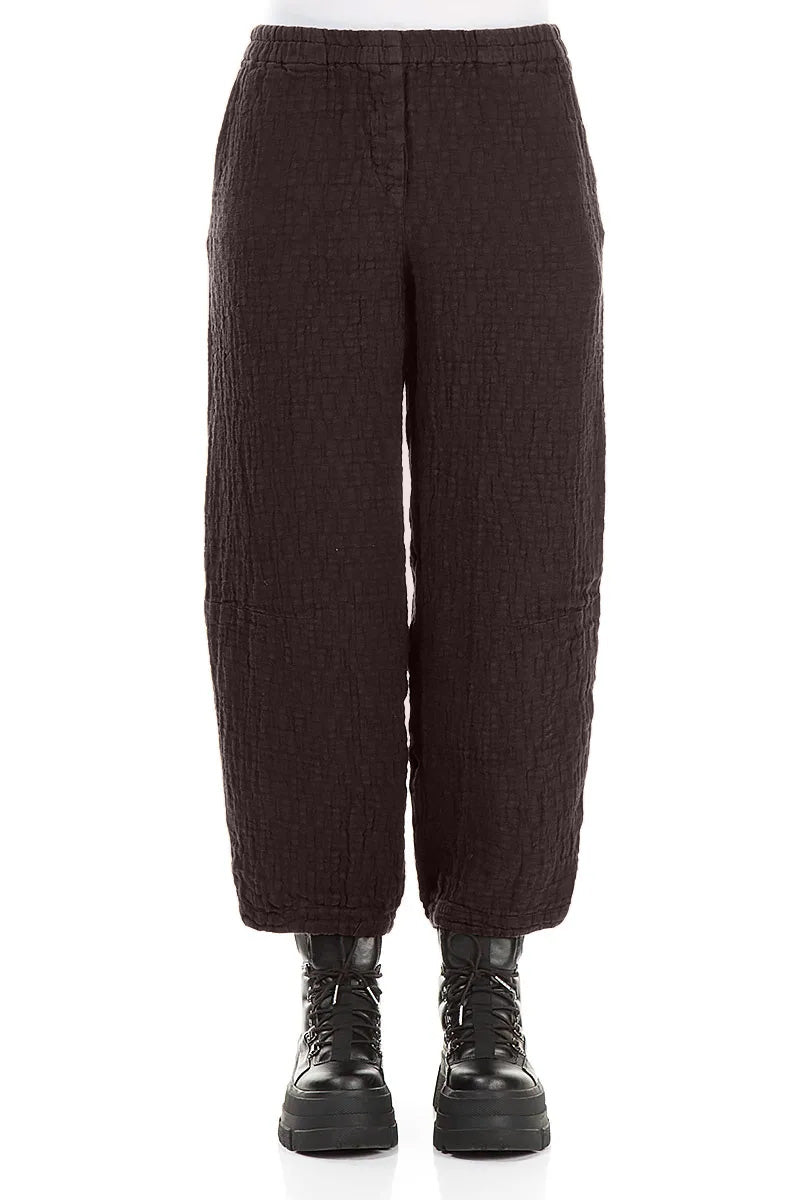 Strukturierte Leinen-Hosen in Trüffelbraun