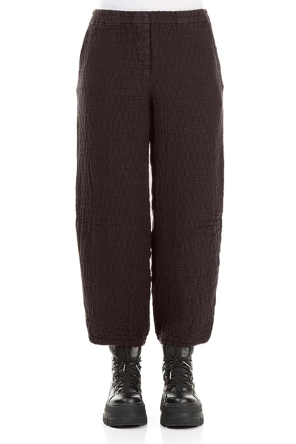 Truffle Brown Textured Linen Trousers 1