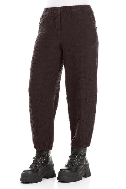 Strukturierte Leinen-Hosen in Trüffelbraun