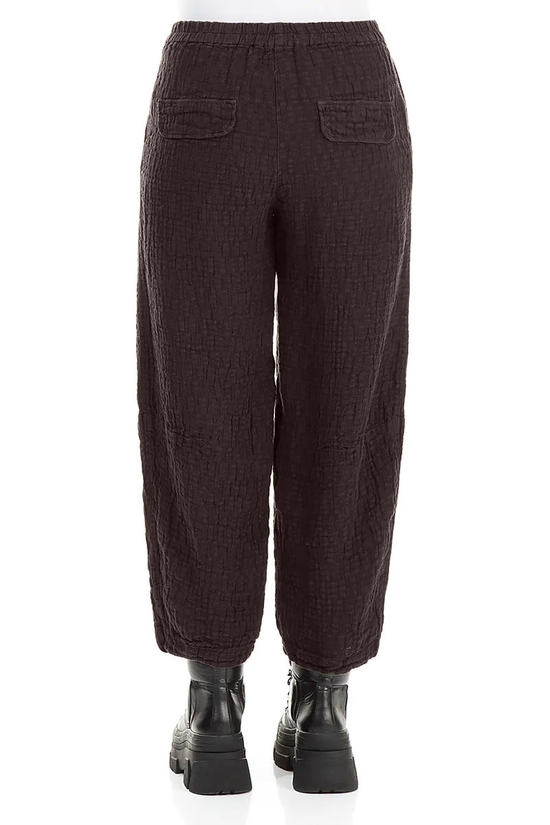 Strukturierte Leinen-Hosen in Trüffelbraun