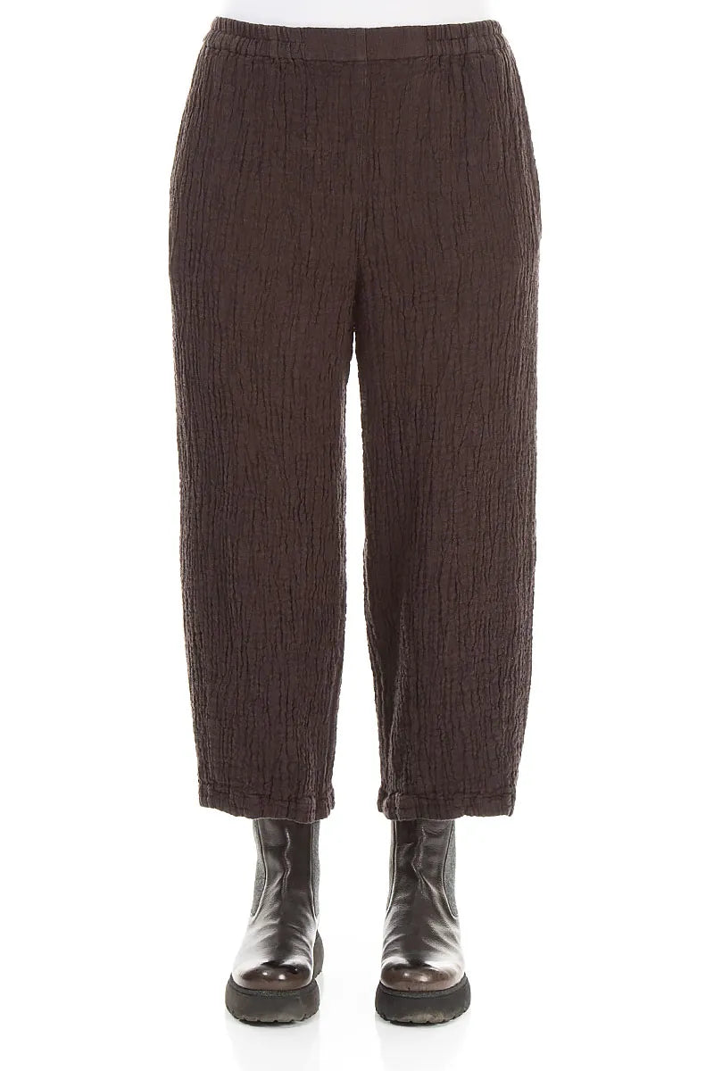 Truffle Brown Textured Linen Trousers 1
