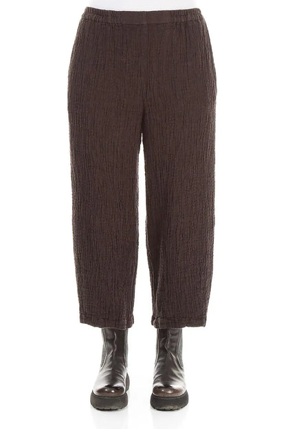 Truffle Brown Textured Linen Trousers 1