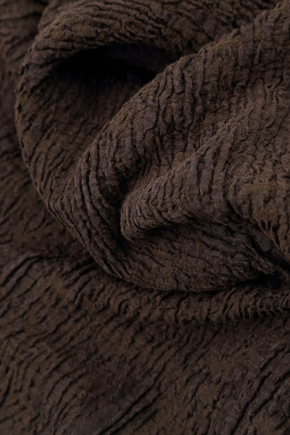 Truffle Brown Textured Silk Linen Pencil Skirt
