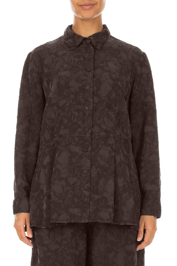 Truffle Brown Textured Silk Viscose Shirt Jacket 1