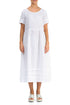 Tucks Decorated White Linen Dress 1