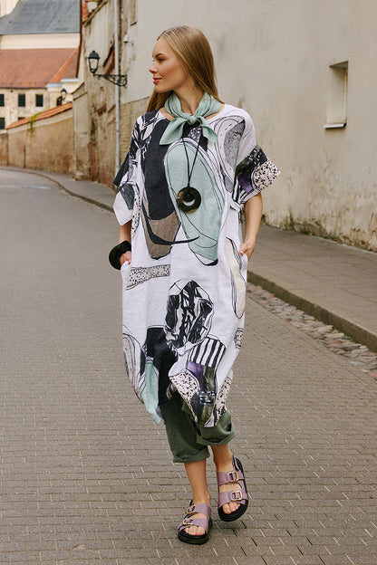 Tumbled Stone Easy Linen Dress